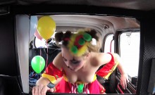 Amateur teen clown bangs in fake taxi