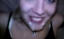 Amateur Girl Sucks Cum Out Cock In And On Mouth