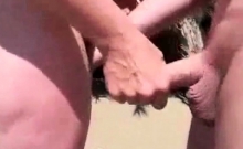 My hot slut having fun with strangers at beach. Amateur