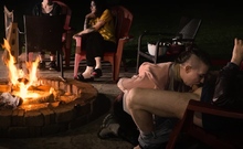 Submissive cum smore service by the fire