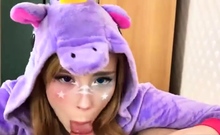 Unicorn Costume Stepsister Sucking Dick