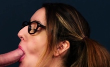 CFNM 21yo with glasses sucking cock