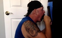 Gloryhole homemade DILF throats cock