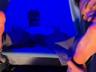 Shy Hunk Enjoys Getting His Foot Licked And His Toes Sucked