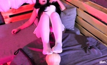 Mistresslegs Nylon Feet Rubbing The Big Pumpkin