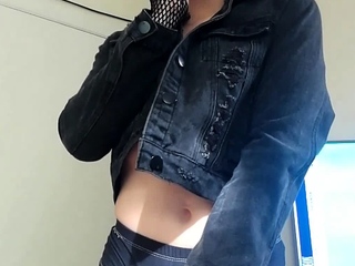 Horny gay hunk solo jerking fun