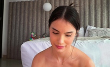 Hot brunette babe goes crazy jerking part5