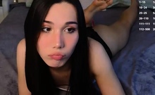 Beautiful teen brunette Jessica Sinn masturbates
