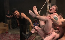 Sebastian brings in collared boy for the crowd