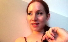 Amateur cougar MILF with small boobs is jerking cock