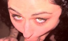 Mature brunette amateur giving a great POV blowjob