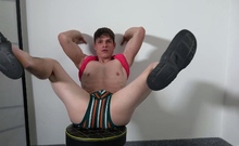 Handsome solo muscle boy Daniel Donovan flex abs