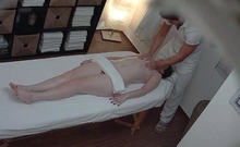 Beautiful massage model amateur fingered by her masseur