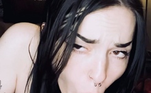 Lovely Amateur teen brunette masturbating outdoor