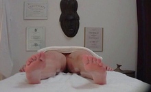 Busty blonde fucks the masseuse