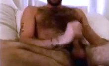 Hairy Hunk Strokes His Big Cock on Webcam
