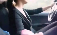 Brunette handjob amateur sensually jerks off her boyfriend