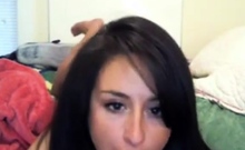 Busty Brunette Plays with Her Toys on Webcam