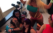 Lesbian Pornstars Undressing Each Other