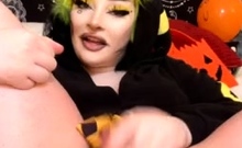 Teagan Tgirl Anal Play With Huge Dildo