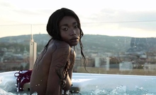 Ebony teen shows her sweaty black pussy