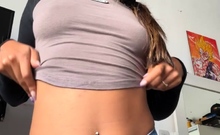 Busty Babe Playing With Her Big Boobs