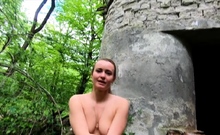 Exhibitionist Blonde Teen Walks Through Abandoned Buildings