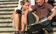 Chick On The Stairs Upskirt